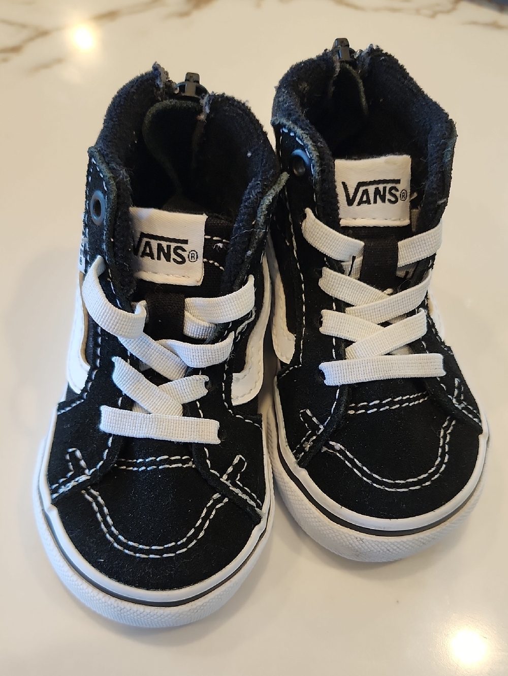 Vans Sk8-Hi Zip Toddler Size 3 Black White High Top Sneakers Shoes